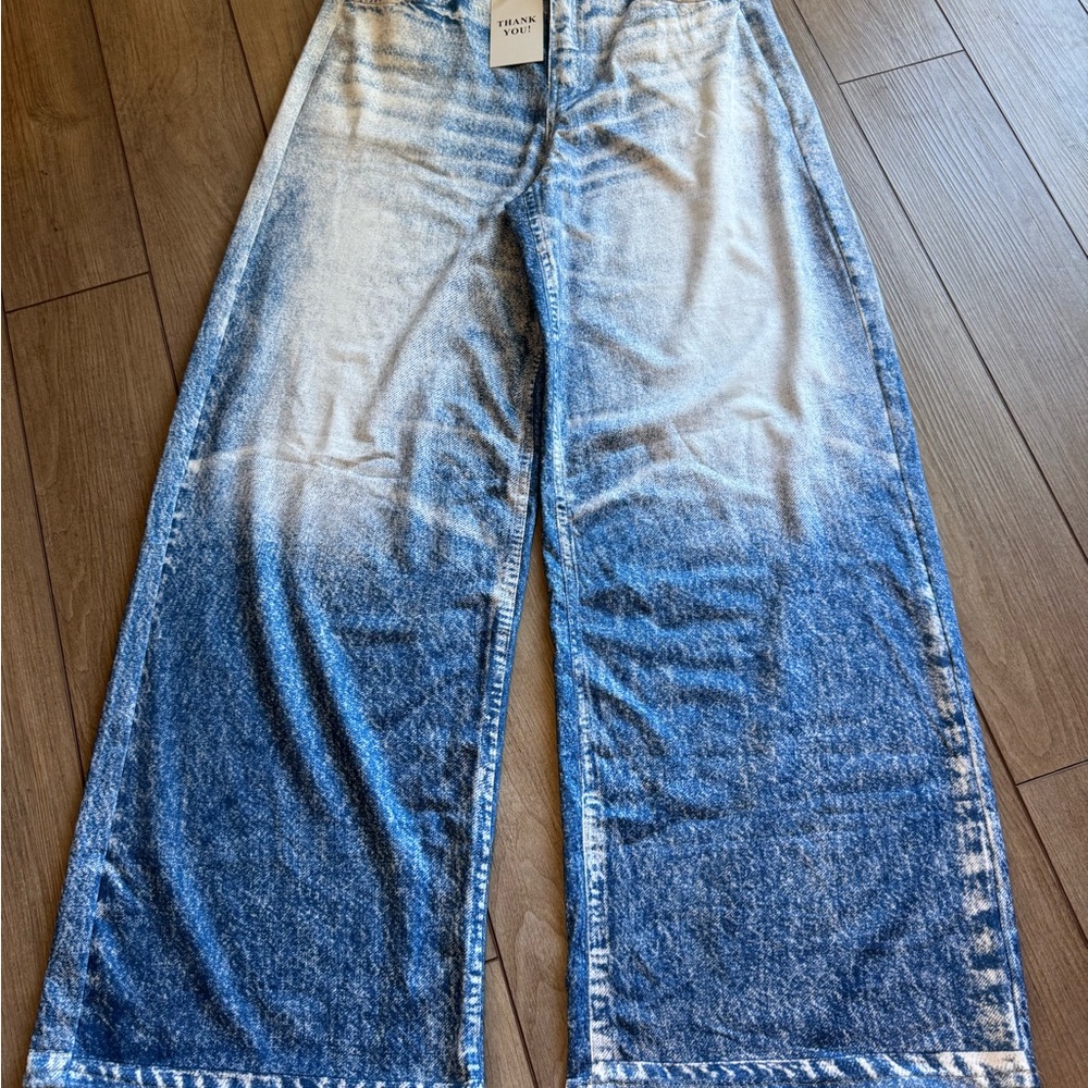 Mila Rosabella “Sweatpant” Denim-printed Wide Leg Jeans